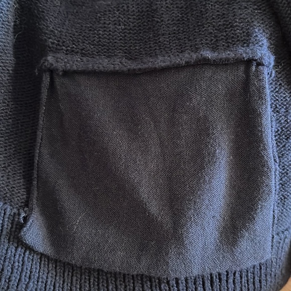 Talbots 100% COTTON NAVY BLUE CARDIGAN SWEATER 1XP Petite RED WHITE STRIPED TRIM - Picture 7 of 10